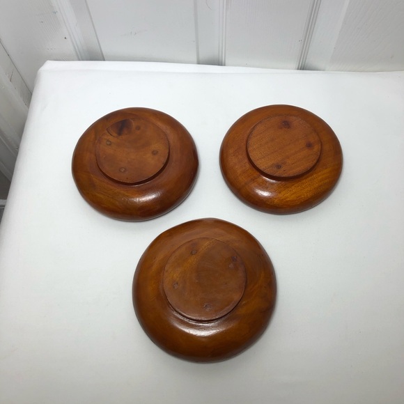 Unbranded Vintage Set Of 3 Hand Turned Crafted Wood Salad / Snack Bowls - Picture 9 of 12